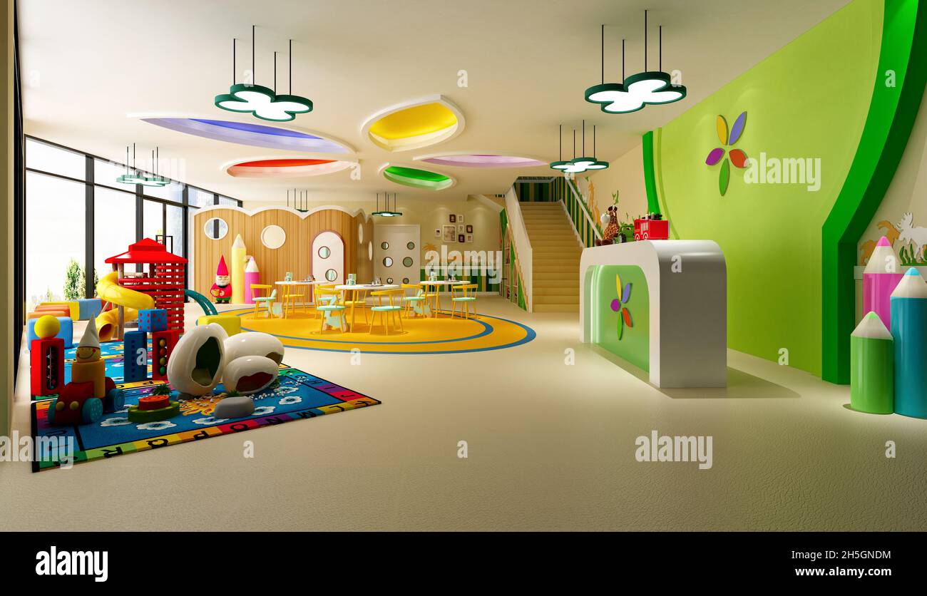 3d render of kids school play room Stock Photo