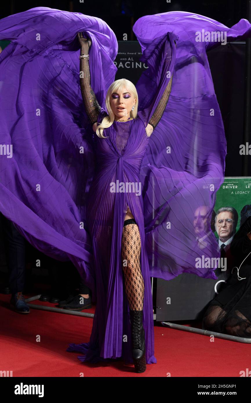 09/11/2021. London, UK.   Lady Gaga attends the House Of Gucci film premiere in House Of Gucci UK Film. Premiere - London, UK. 09 November 2021. Stock Photo