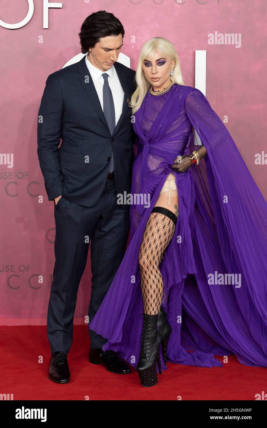 09/11/2021. London, UK.   Adam Driver and Lady Gaga attend the House Of Gucci film premiere in House Of Gucci UK Film. Premiere - London, UK. 09 November 2021. Stock Photo