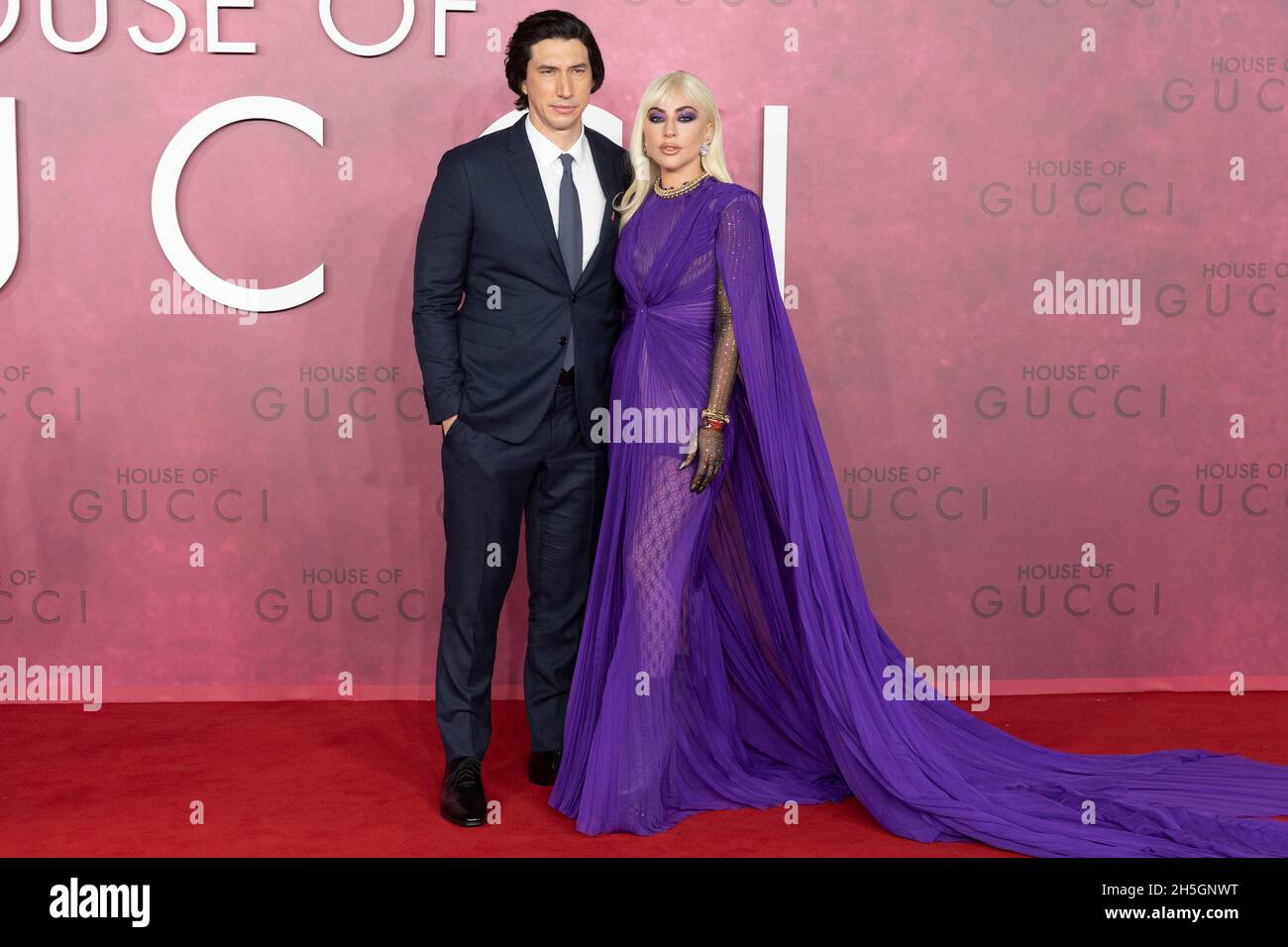 09/11/2021. London, UK.   Adam Driver and Lady Gaga attend the House Of Gucci film premiere in House Of Gucci UK Film. Premiere - London, UK. 09 November 2021. Stock Photo