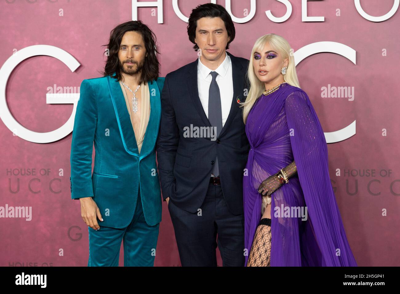 09/11/2021. London, UK.   Jared Leto, Adam Driver and Lady Gaga attend the House Of Gucci film premiere in House Of Gucci UK Film. Premiere - London, UK. 09 November 2021. Stock Photo