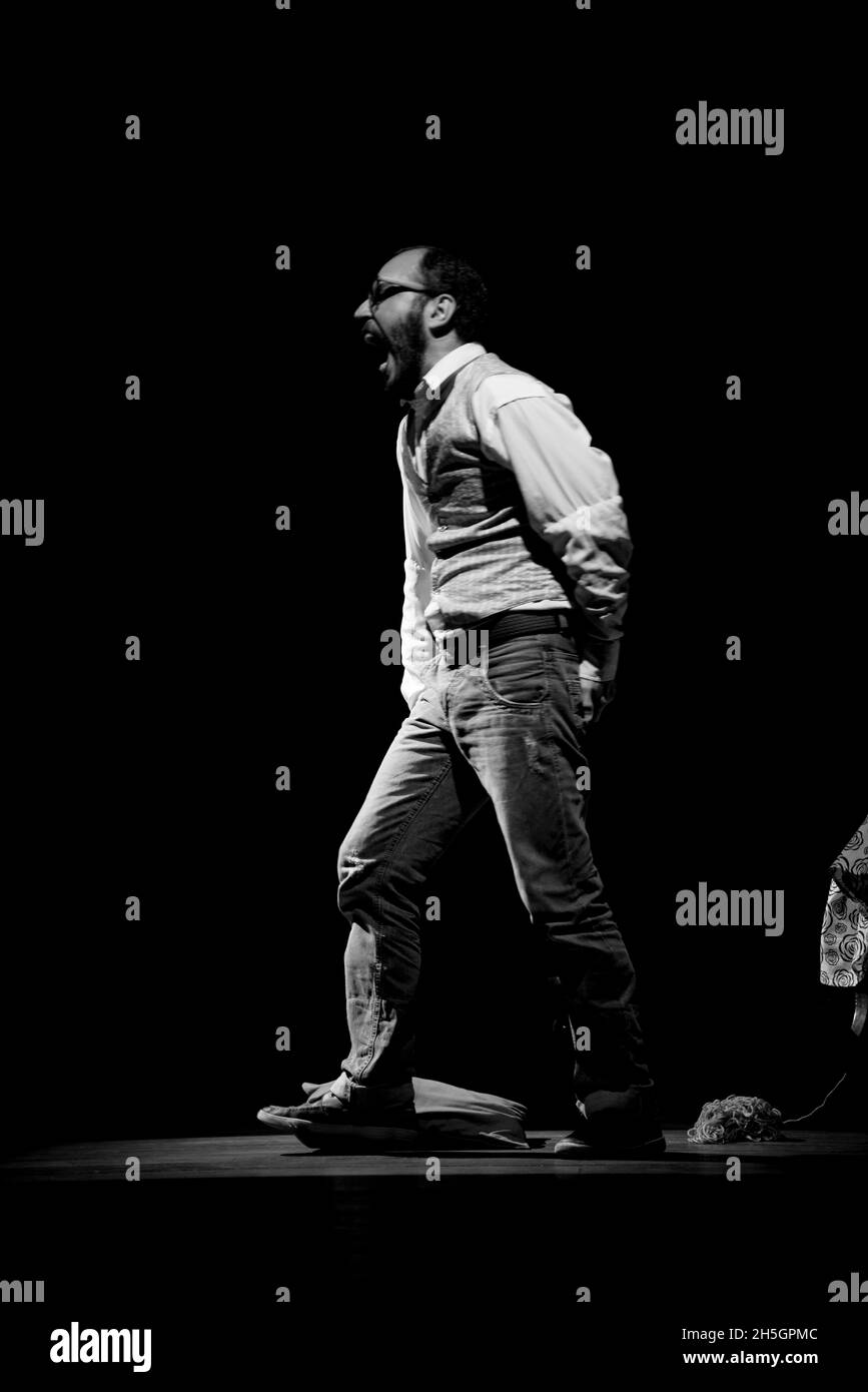 Actor representing a character on the stage of a theater. He makes ...