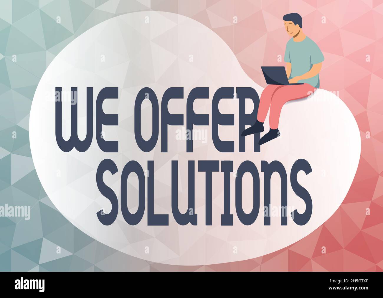 Text showing inspiration We Offer Solutions. Word for way to solve ...