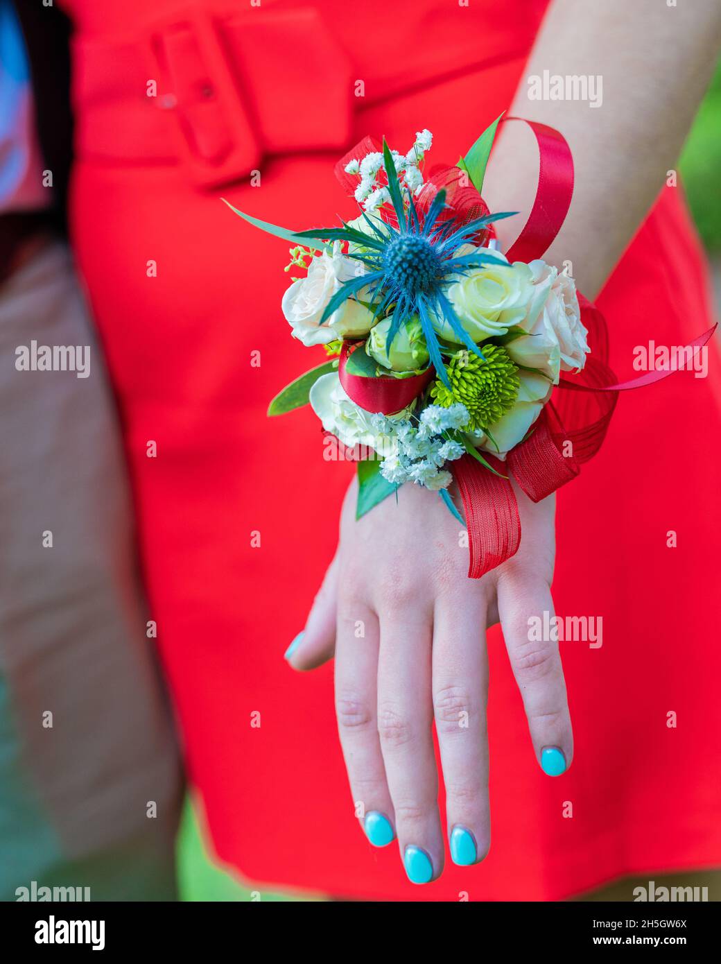 strapless open back dress Roses and Waxflower Corsage, Boutonniere or Set main image 1