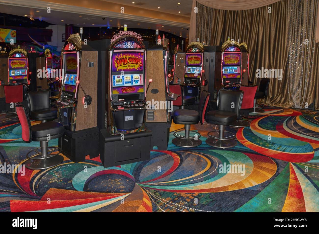 Nevada USA September 5, 2021 The old slot machines are still used in the gaming area of the MGM Grand Las Vegas hotel casino Stock Photo