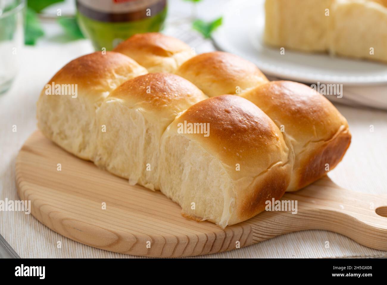 Golden brown dinner rolls bread Stock Photo