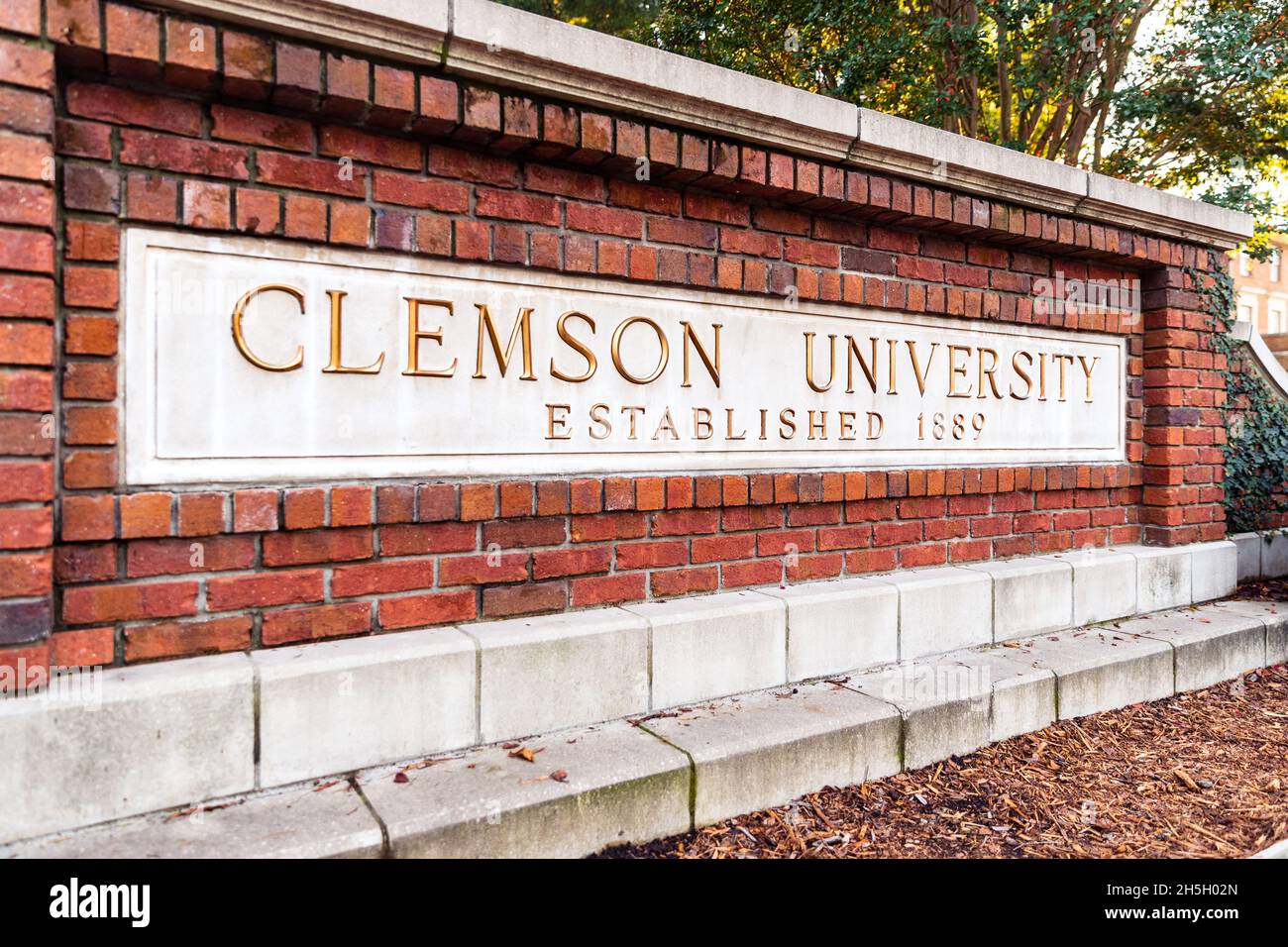 Clemson, SC - September 17, 2021: Clemson University sign Stock Photo