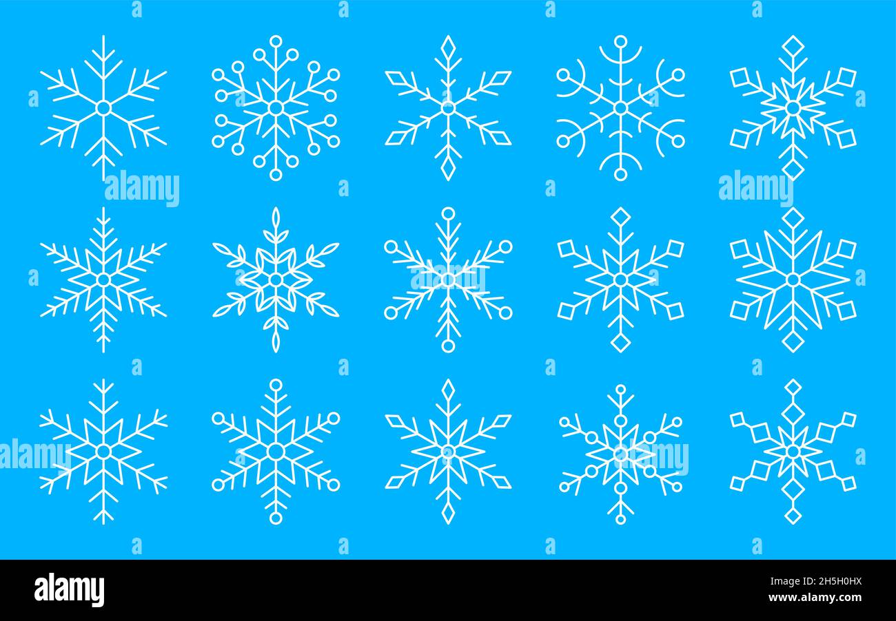 Snowflakes snow xmas symbol thin white line set. Winter element new ...