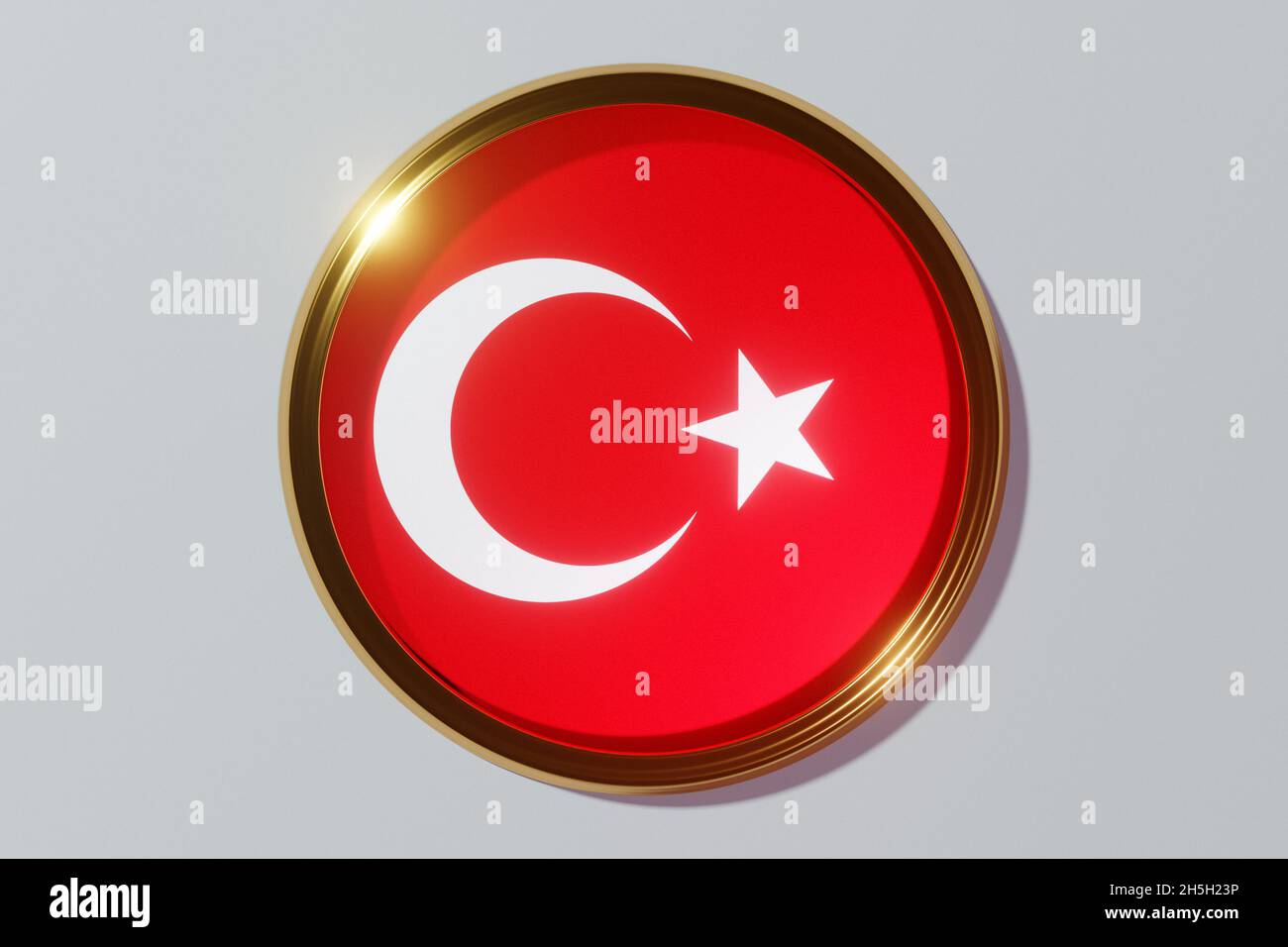 The national flag of Turkey in the form of a round window. Flag in the ...