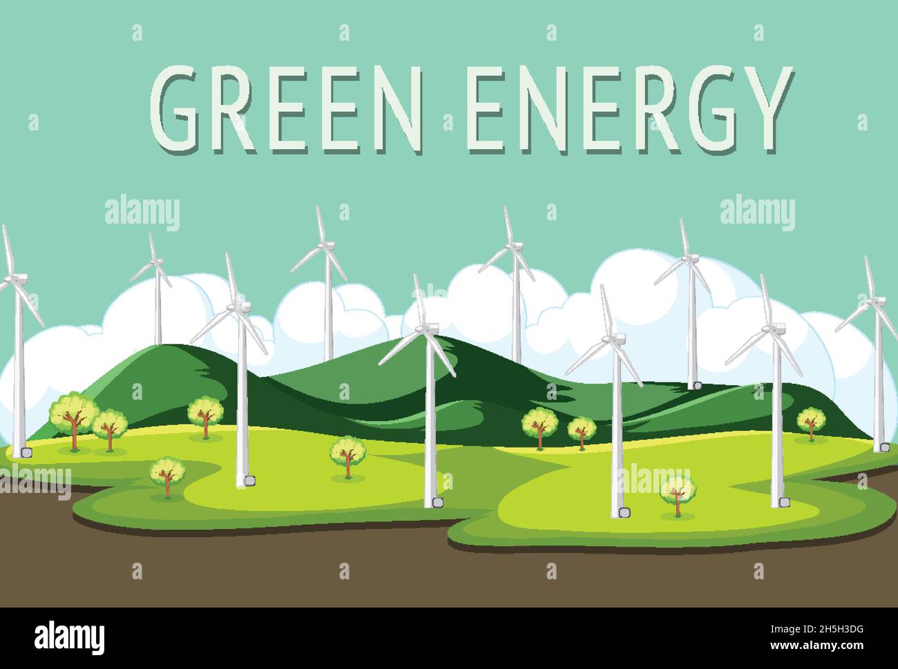 Green energy generated by wind turbine illustration Stock Vector Image ...