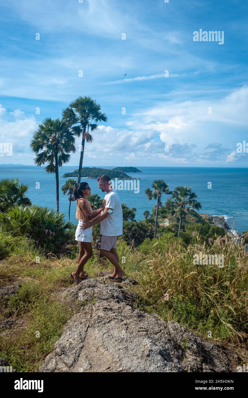 Promthep Cape Phuket Thailand, a popular viewpoint in Phuket. couple man  and woman at viewpoint in Phuket Stock Photo - Alamy