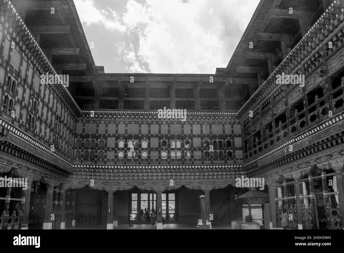 Interiors of Rinpung Dzong - Bhutan Stock Photo