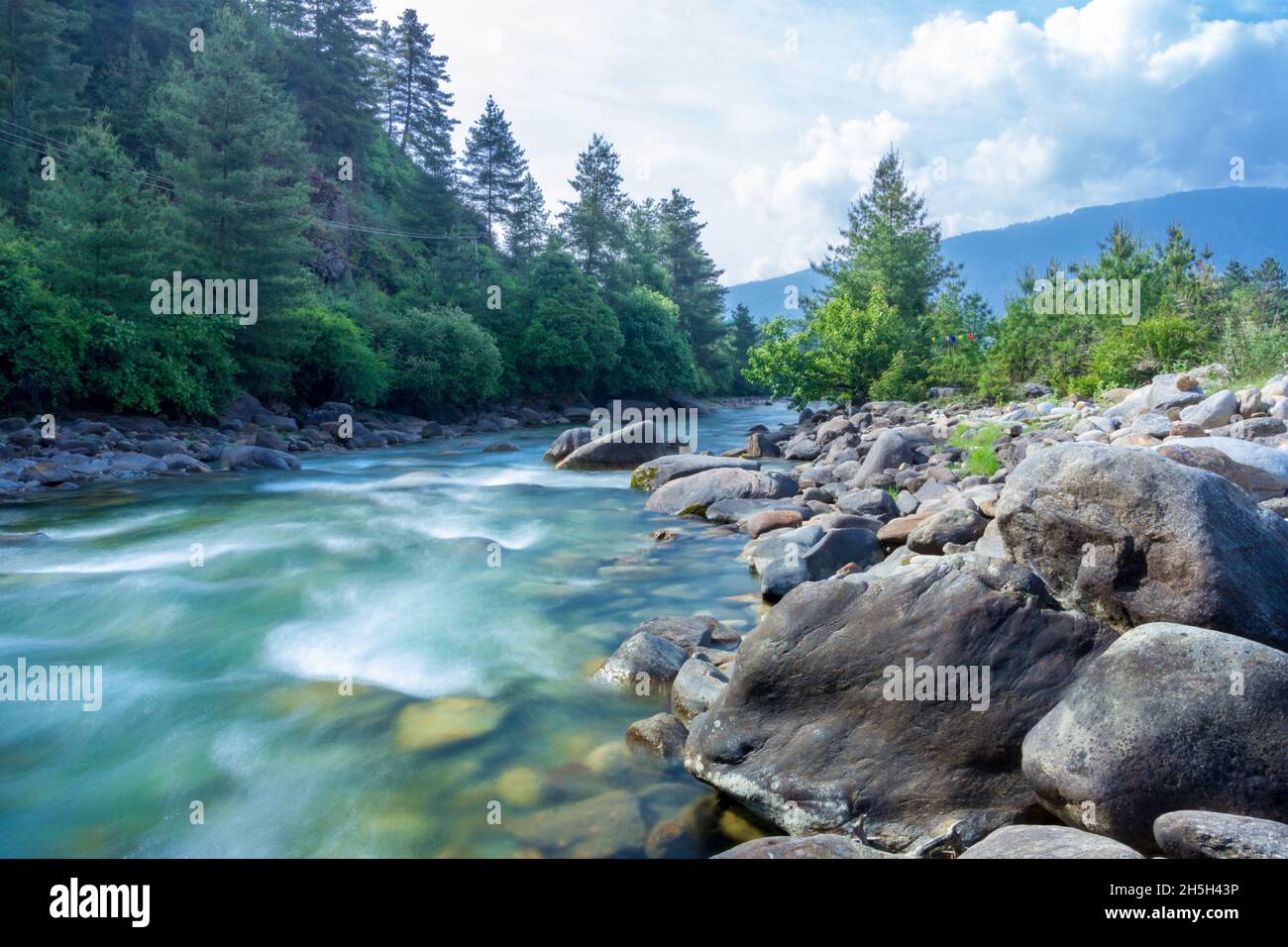 Paro Chhu River - Bhutan Stock Photo