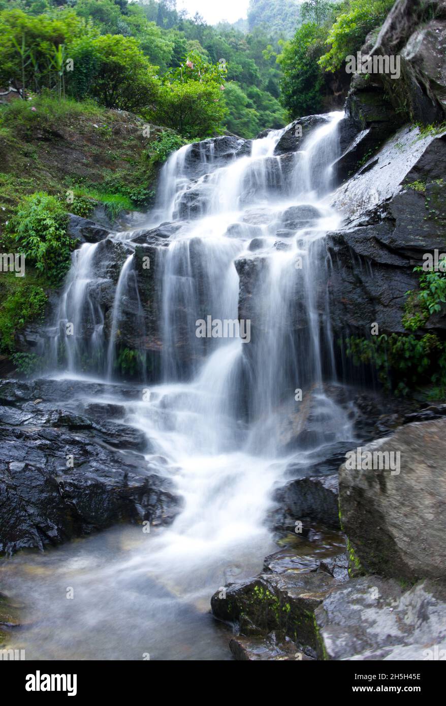 Darjeeling Rock Garden Waterfall wallpaper Stock Photo