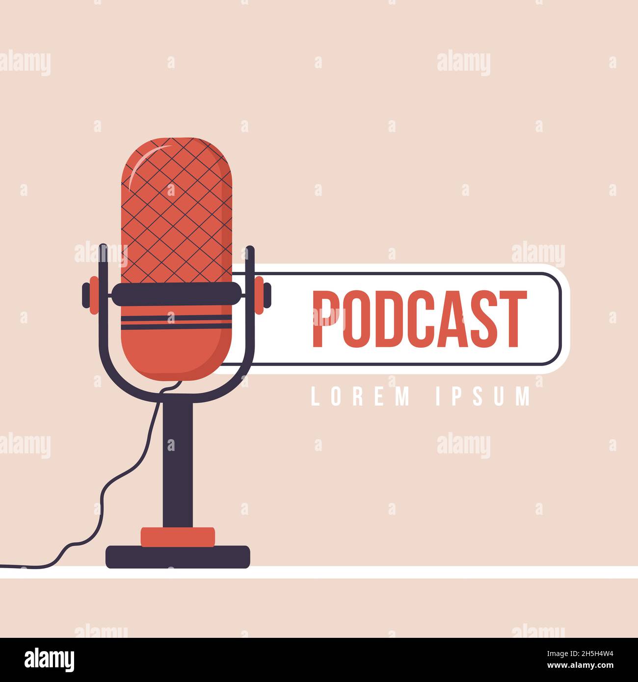 Podcast concept. Logo for live streaming, blogging and webcasting
