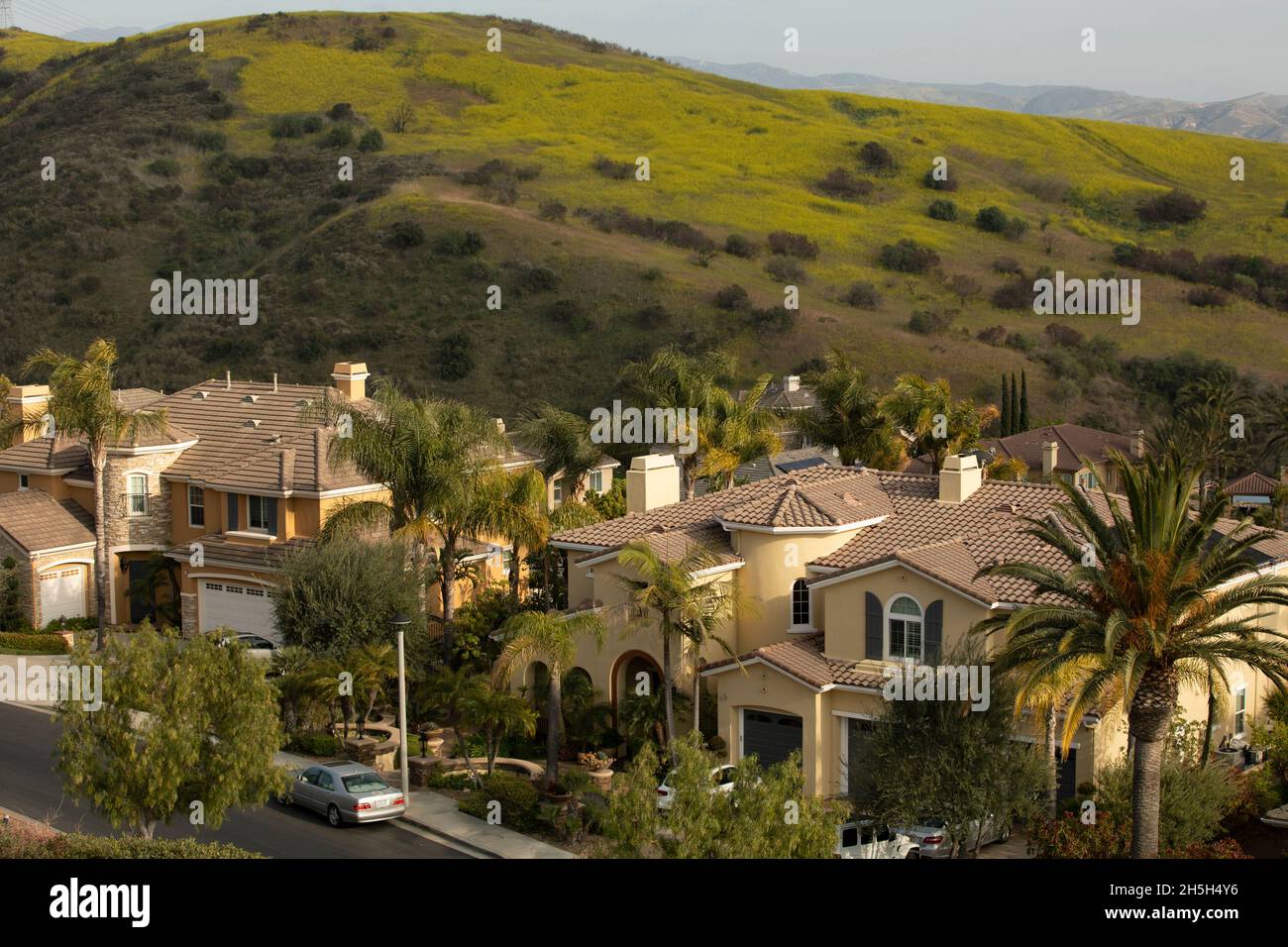 Daytime view of a neighborhood in Yorba Linda, California, USA Stock