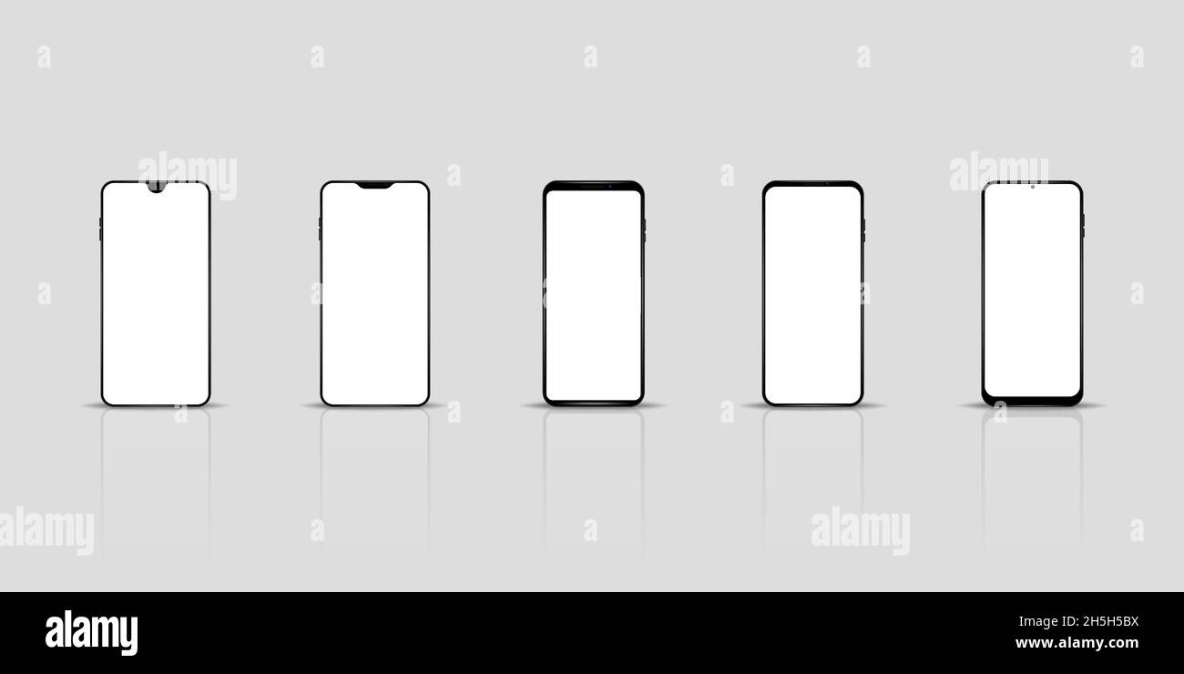 Realistic smartphones with blank white screen mockups Stock Vector ...