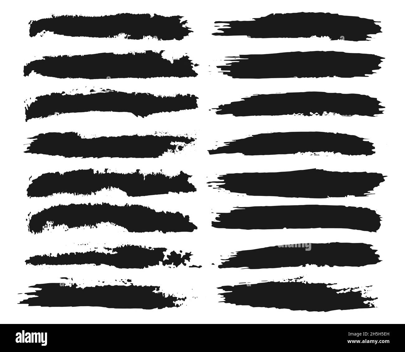 Black hand painted grunge brush strokes collection Stock Vector Image ...