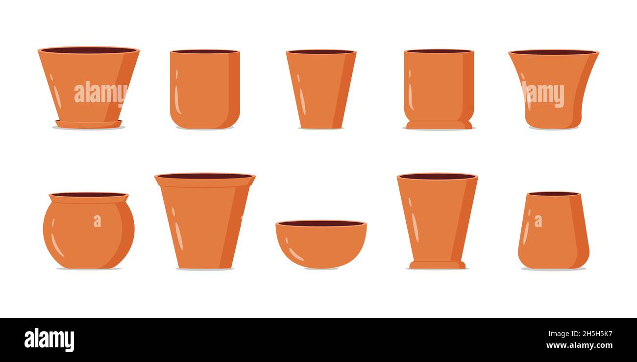 Clay flower pots in Stock Vector Images - Alamy