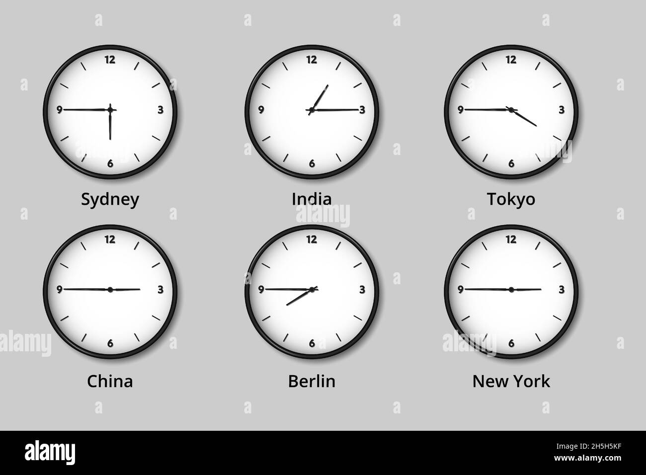 Time zone clocks Stock Vector Images Alamy