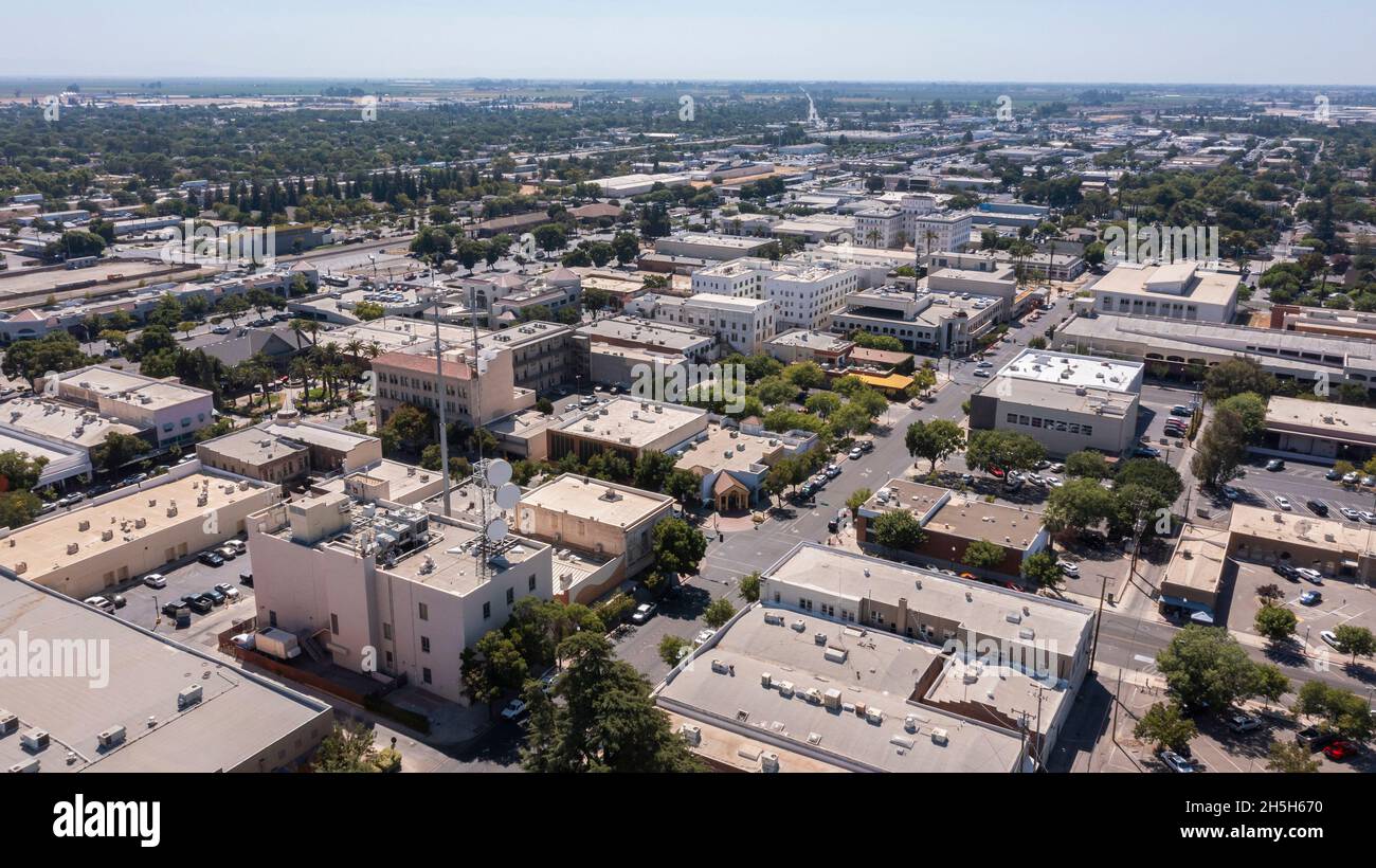 Aerial skyline view of downtown Merced, California, USA Stock Photo Alamy