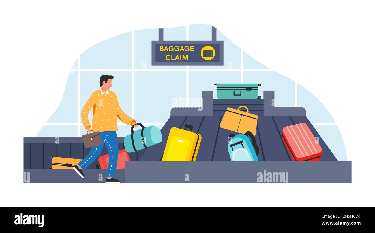 Conveyor Belt With Passenger Luggage Baggage Claim Stock Vector