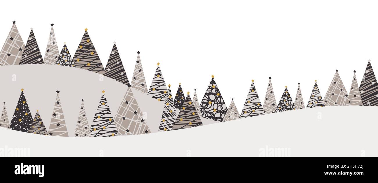 Christmas trees winter landscape background. Vector illustration. Stock Vector
