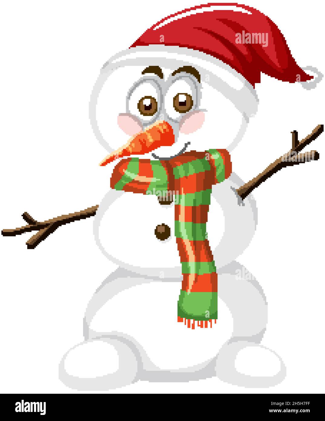 Snowman wearing Christmas hat cartoon character illustration Stock ...