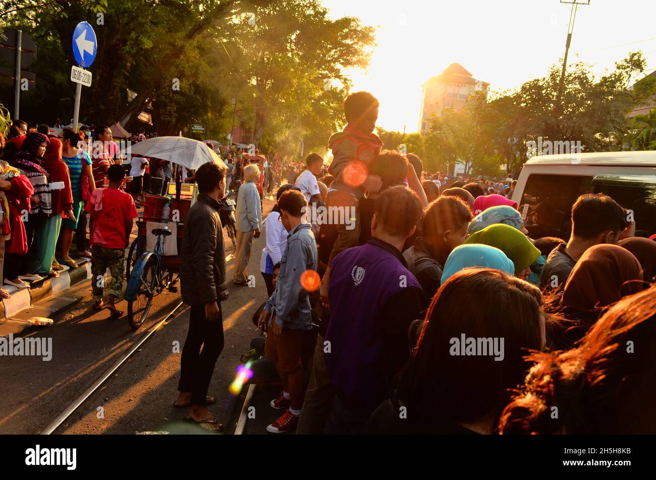 Solo Batik Carnival event held on Jalan Slamet Riyadi, Solo, Central Java, Indonesia. Stock Photo