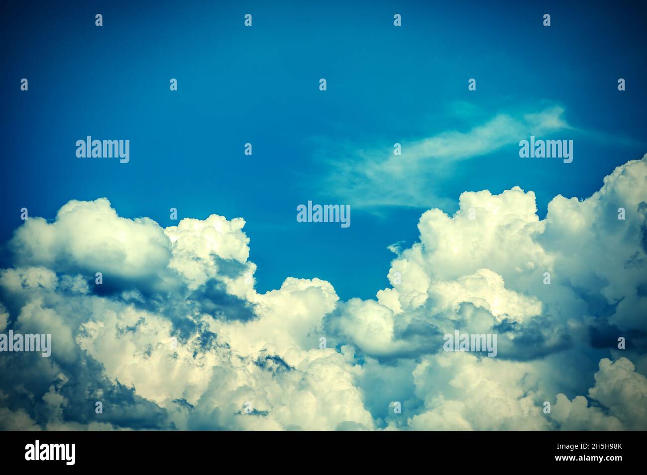 Toned Photo of Cloudscape Background with Blue Sky Stock Photo - Alamy