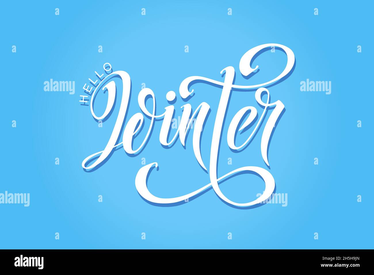 Hello winter hand lettering calligraphy. Vector holiday illustration ...