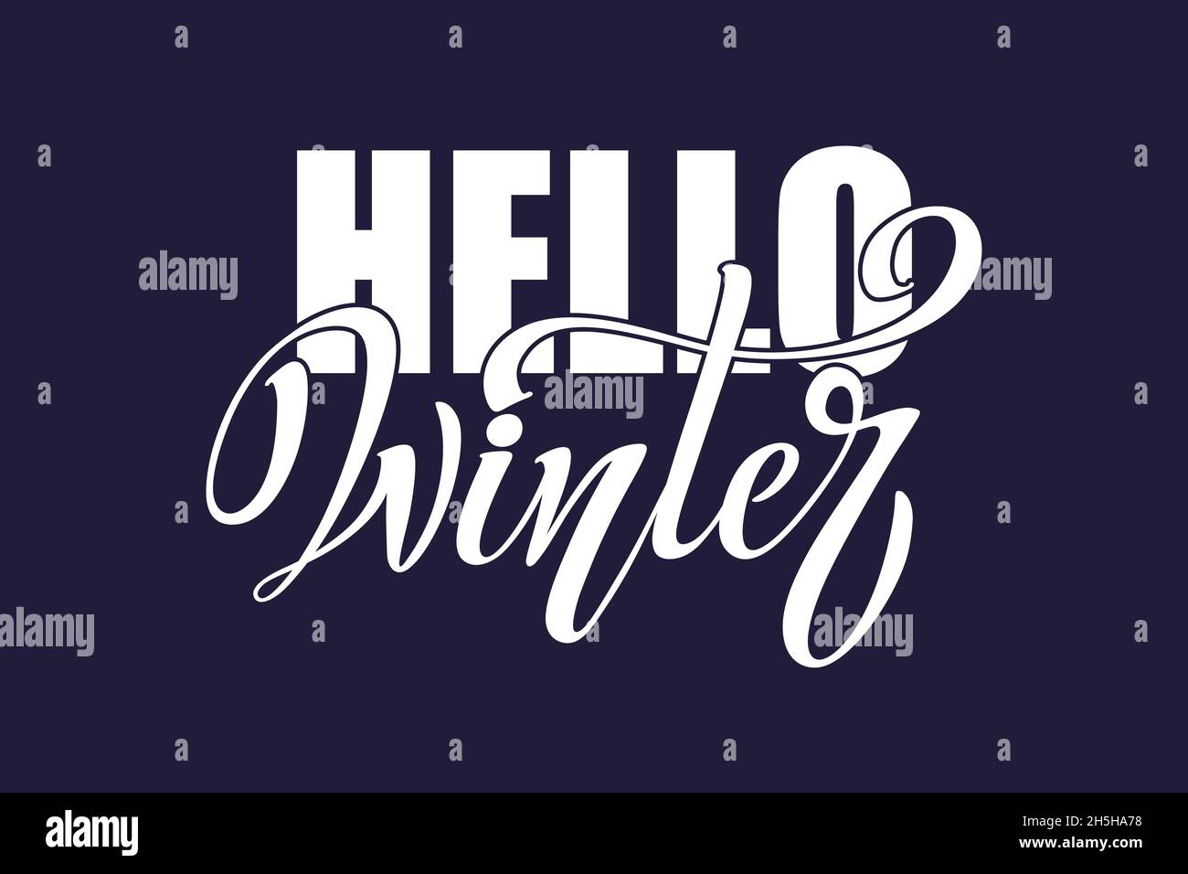 Hello winter hand lettering calligraphy. Vector holiday illustration ...