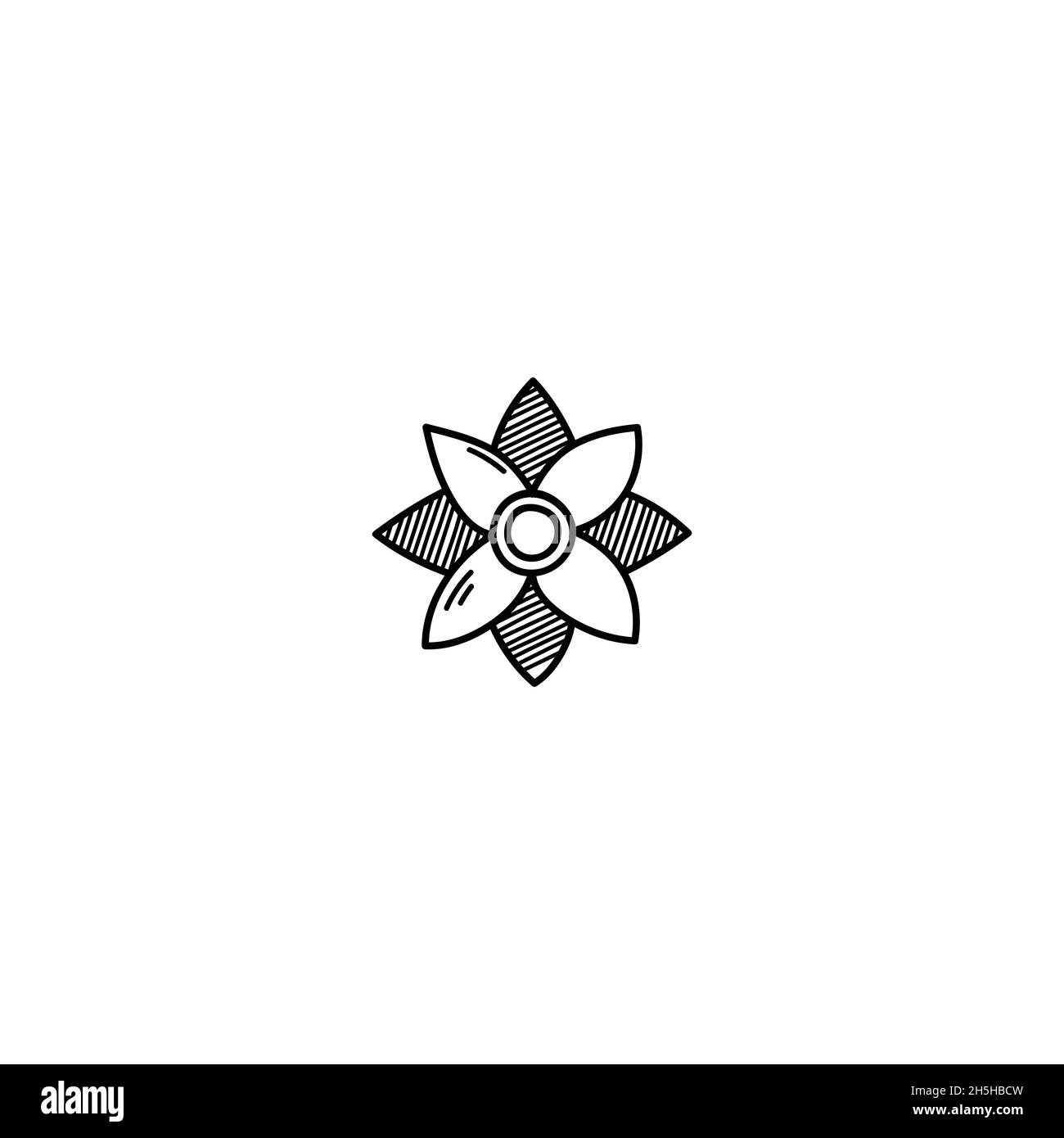Hand Drawn flower doodle illustration icon. Outline hand drawn flower vector icon illustrations isolated on white background. Stock Vector