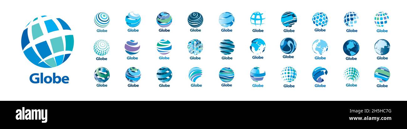 A Set Of Vector Logos Of The Globe On A White Background Stock Vector A Set Of Vector Logos Of The Globe On A White Background Stock Vector