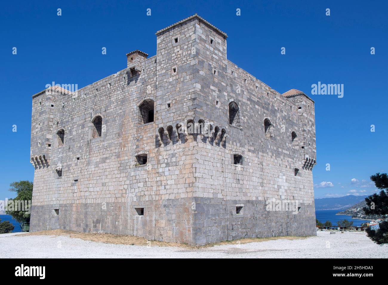 Medieval fortress of Nehaj, on the hill above Senj, in Croatia. Stock Photo
