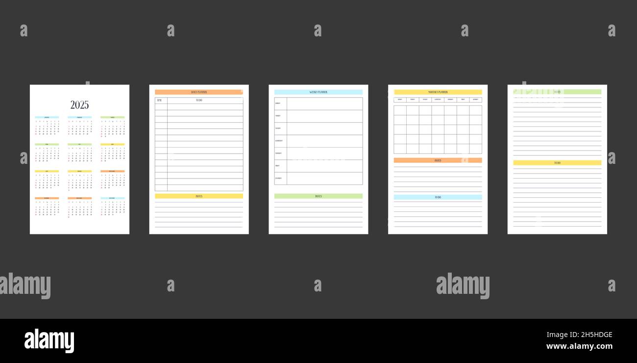 2025 calendar and daily weekly monthly personal planner diary template