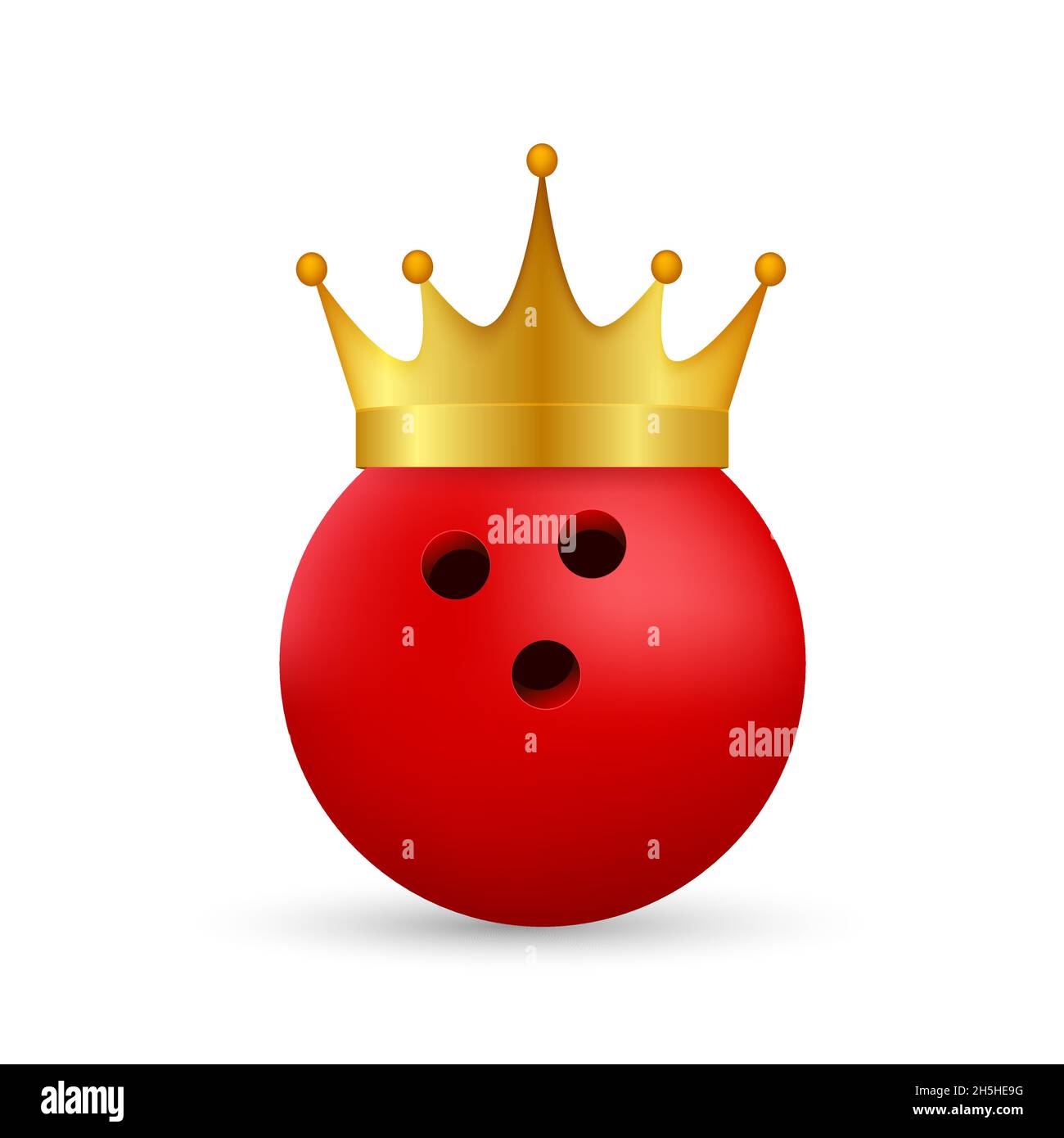 Bowling Ball in Golden Royal Crown, king of sport. Vector stock