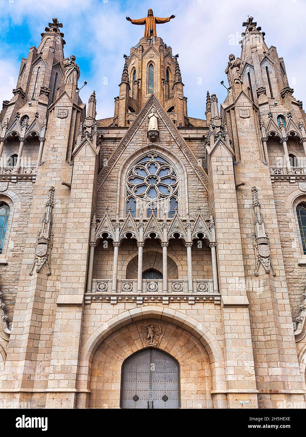 Sagrat Cor Church with statue of Christ, Tibidabo, Barcelona, Catalonia, Spain Stock Photo
