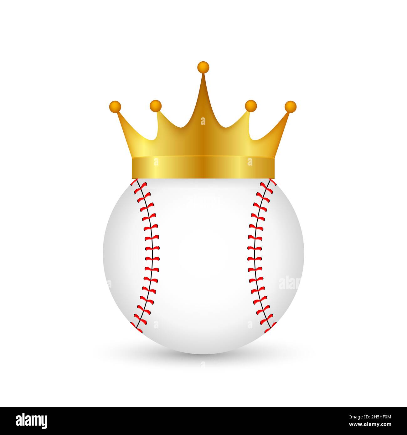 Baseball Ball in Golden Royal Crown, king of sport. Vector stock illustration. Stock Vector