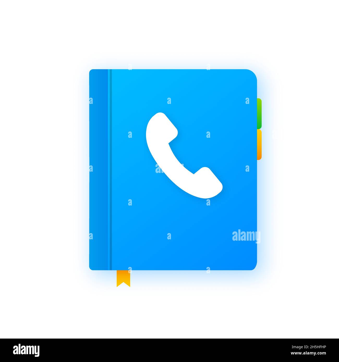 Blue phone book on white background. Phone icon, telephone symbol. Support service icon. Vector stock illustration Stock Vector