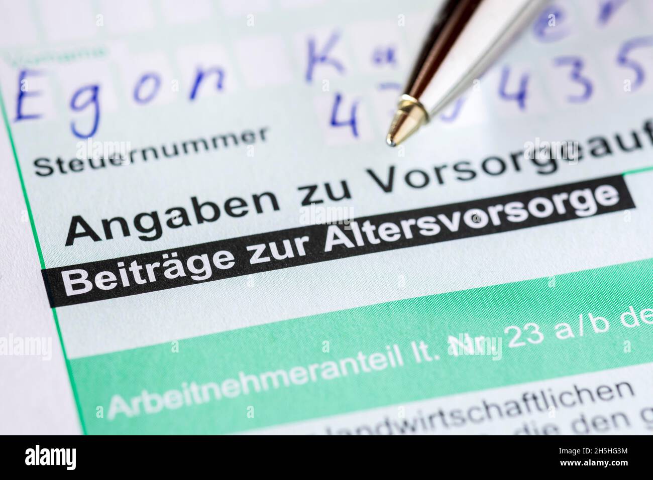 Tax return, documents, pension contributions Stock Photo Alamy