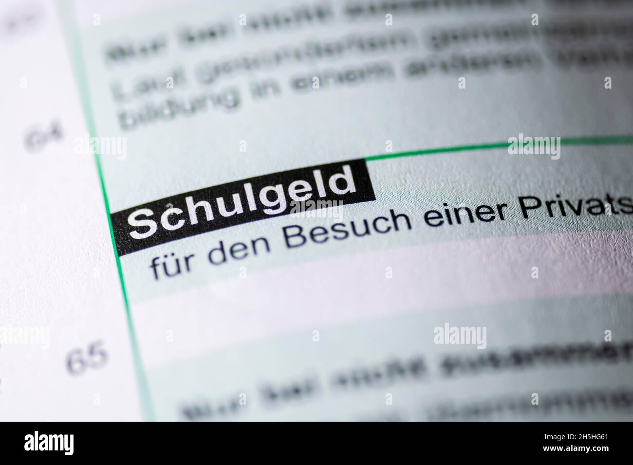 Tax return, documents, school fees Stock Photo Alamy