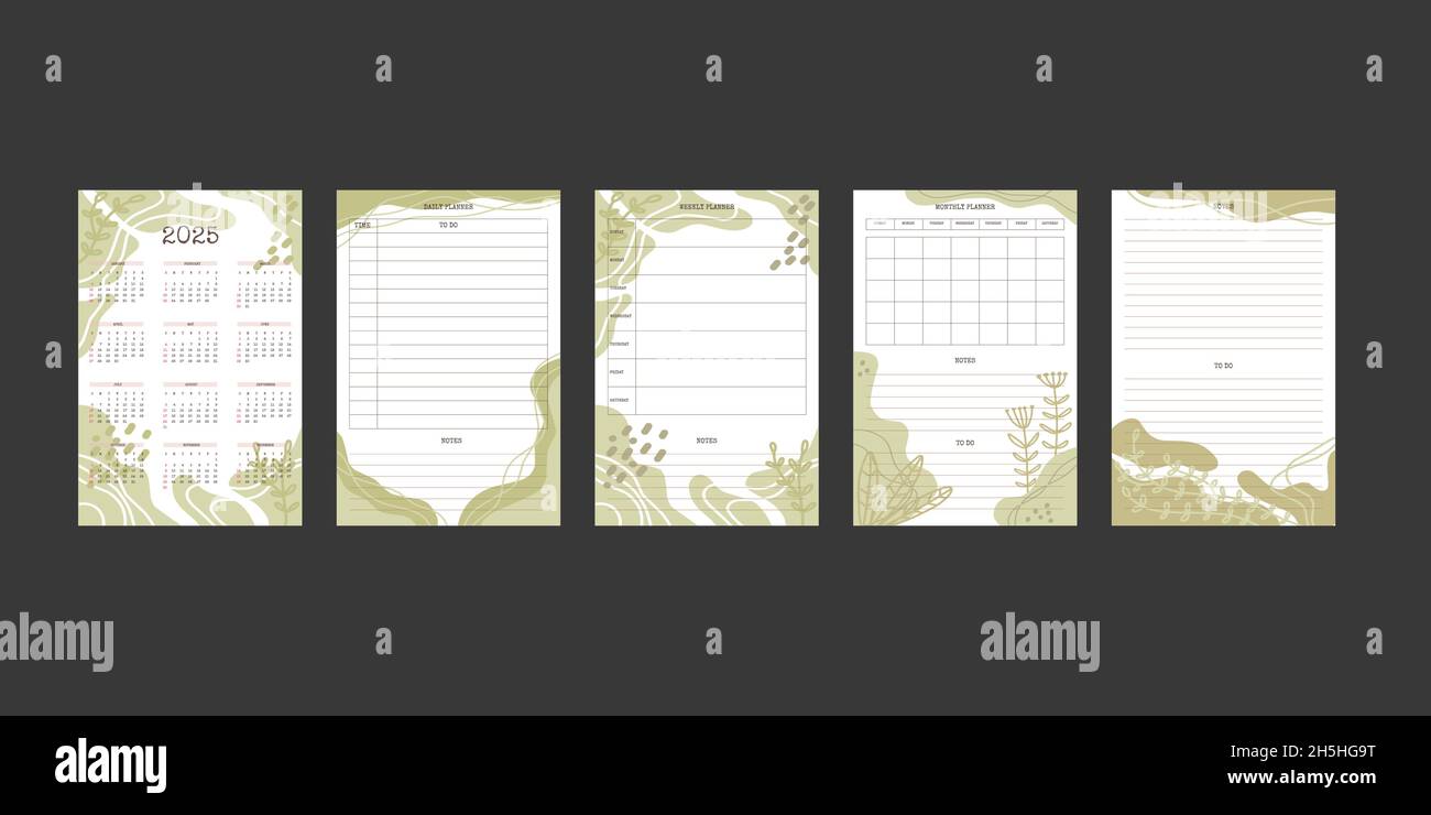 2025 calendar and daily weekly monthly planner collection with trendy