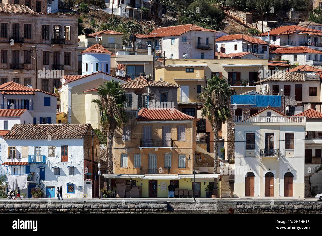 Old town of Gythio, historic houses, Lakonia, Peloponnese, Greece Stock