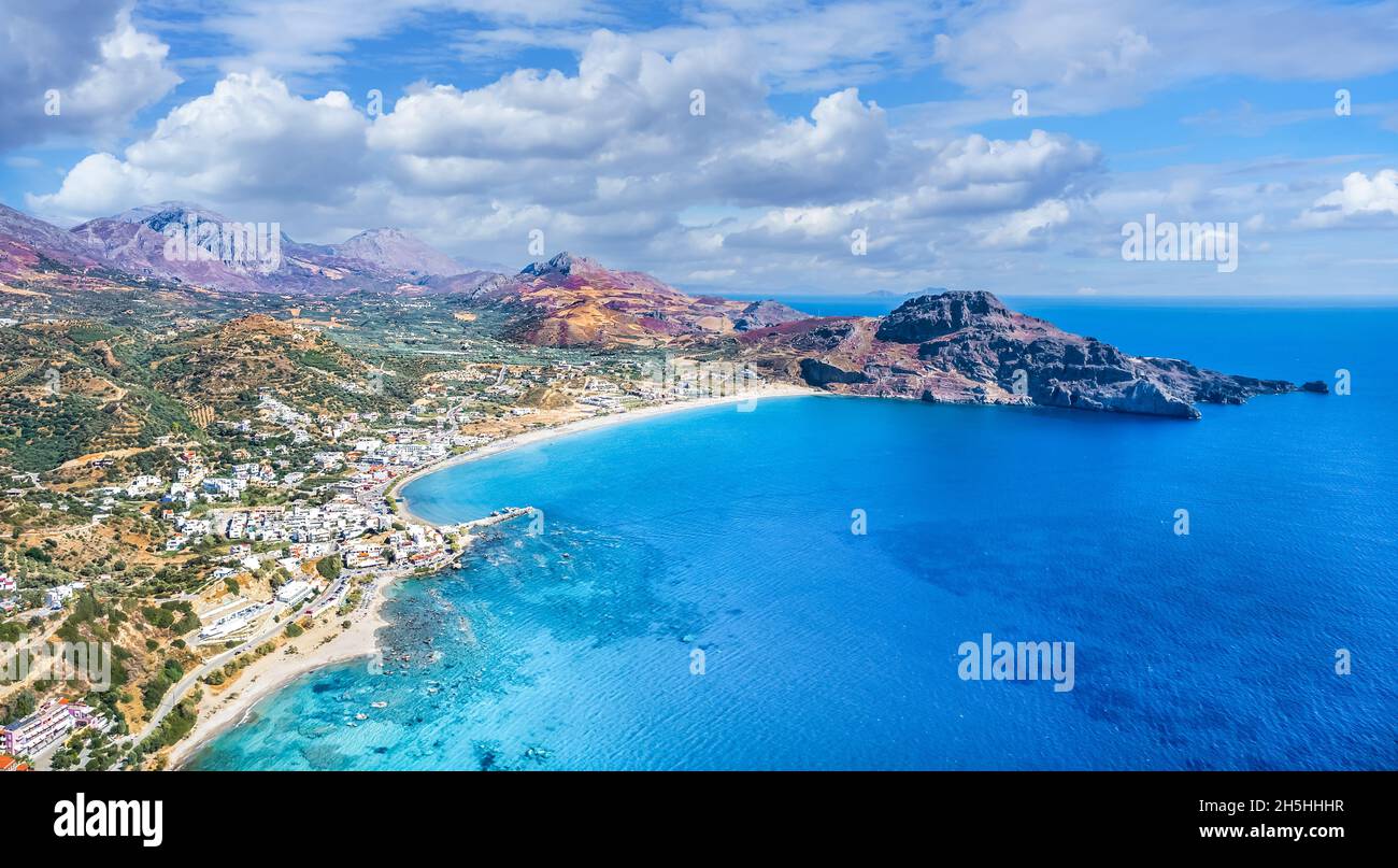 Landscape with Plakias beach, Crete island, Greece Stock Photo