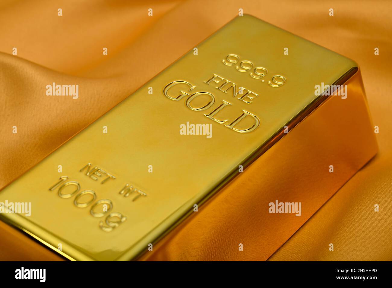 Gold bar fine gold fineness 999.9, Baden-Wuerttemberg, Germany Stock Photo