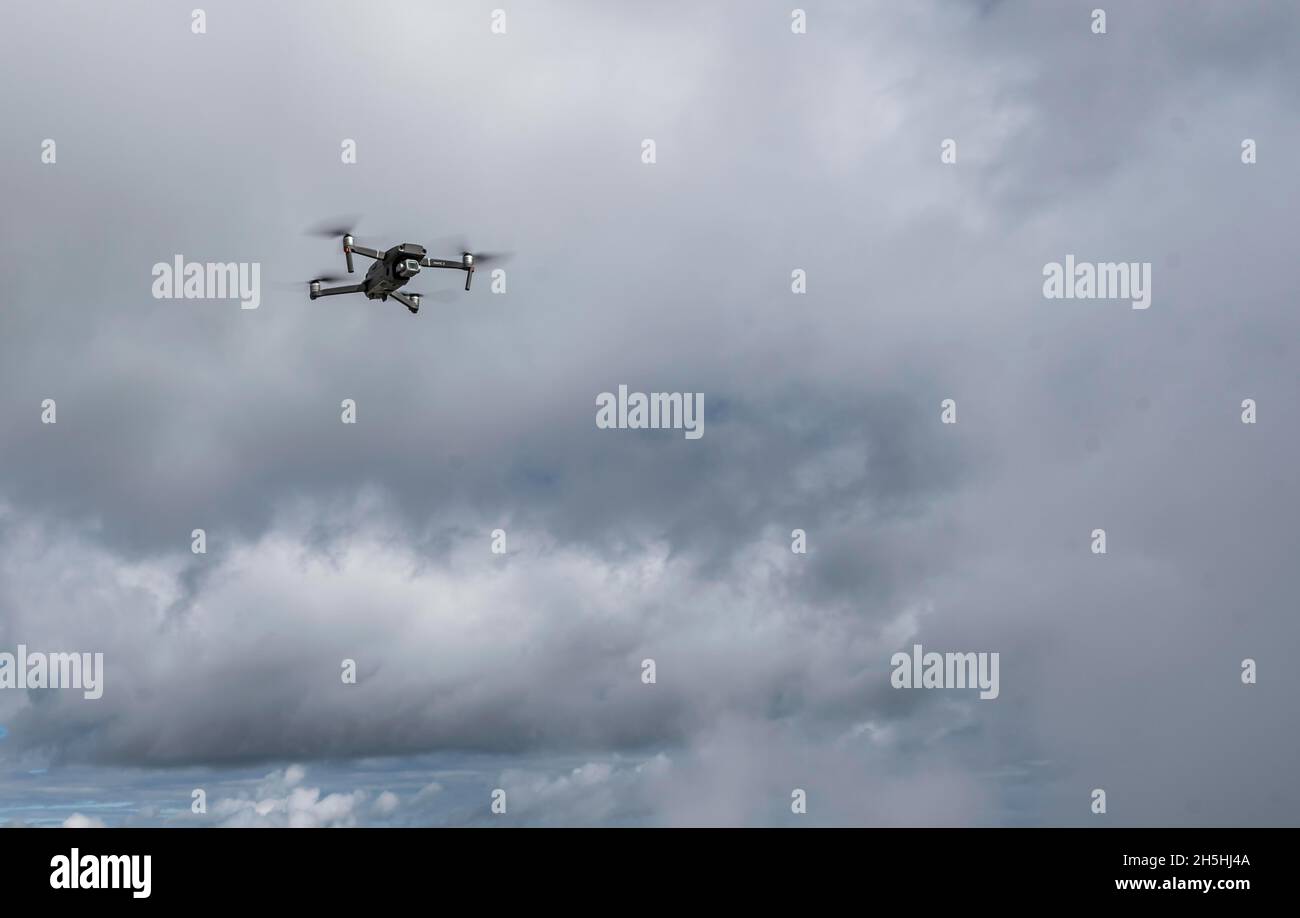 Drone with camera flies in front of clouds, DJI Mavic Pro, Garmisch  Partenkirchen, Bavaria, Germany Stock Photo - Alamy