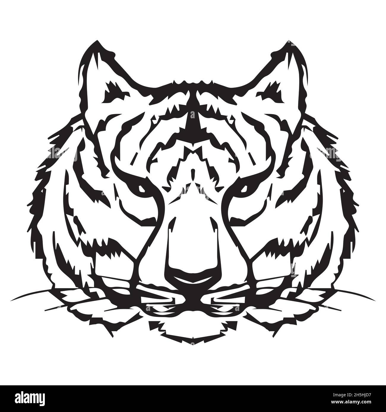 Tiger line art vector silhouette Stock Photo - Alamy