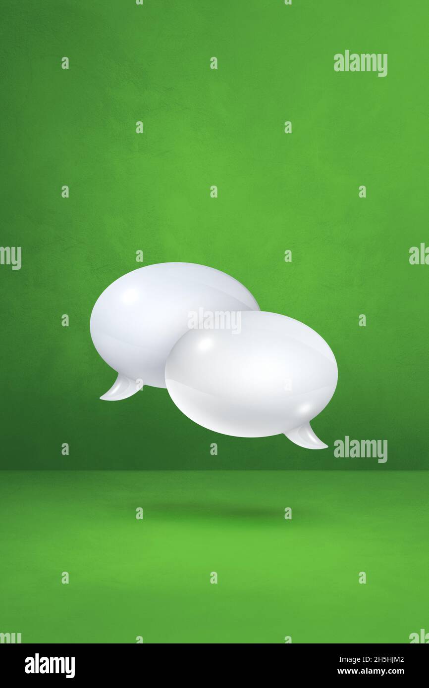 3D white speech bubbles isolated on green vertical background Stock ...