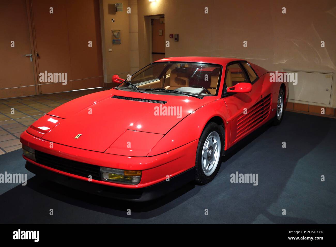 Ferrari Testarossa from 1986, car collection of Prince Rainier III, Monaco, Monaco Ville, Monaco Stock Photo